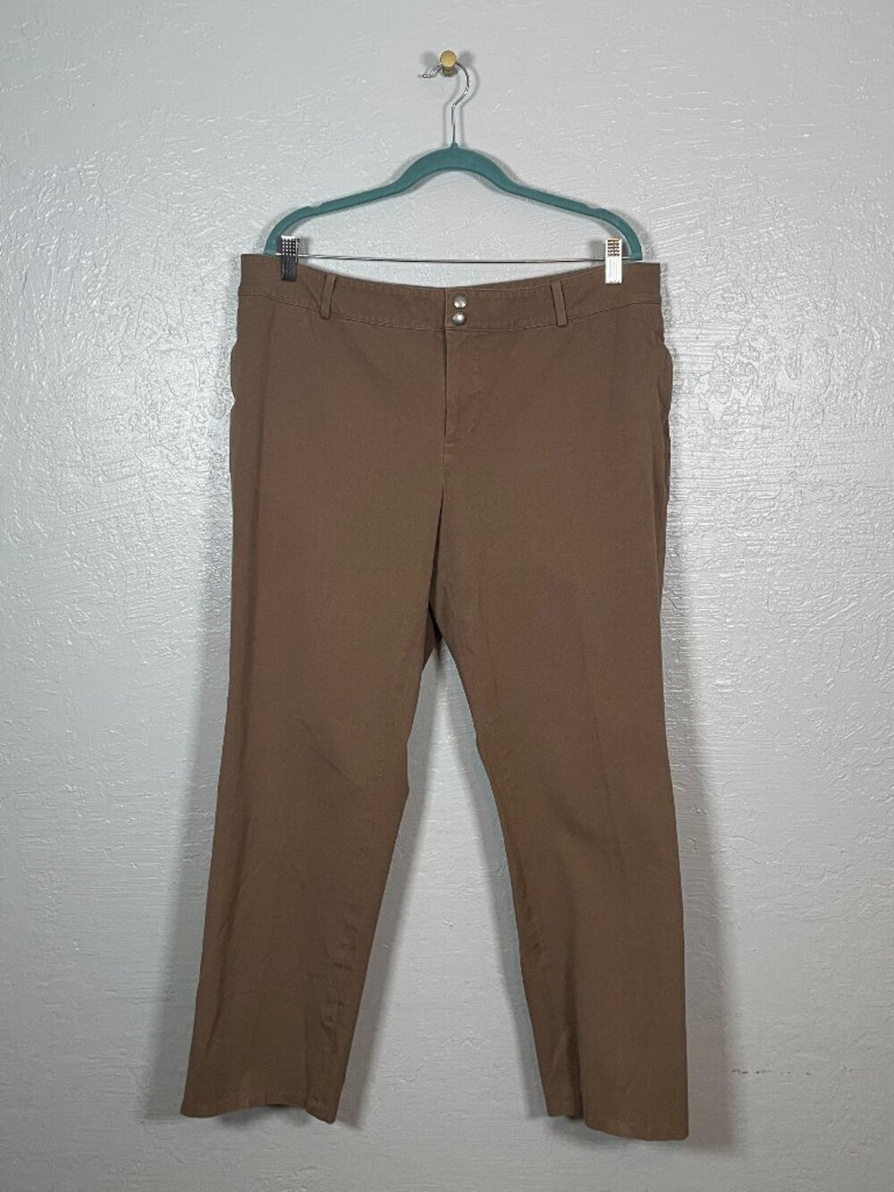 Lauren Ralph Lauren Women Plus Size 18W Brown Connor Flat Front Chinos Pants